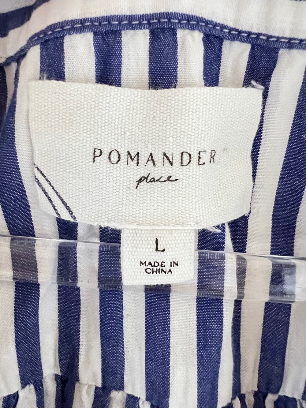 Pomander Place Kenzo Blue and White Stripe Cotton Poplin Tiered Mini Dress - Picture 12 of 13